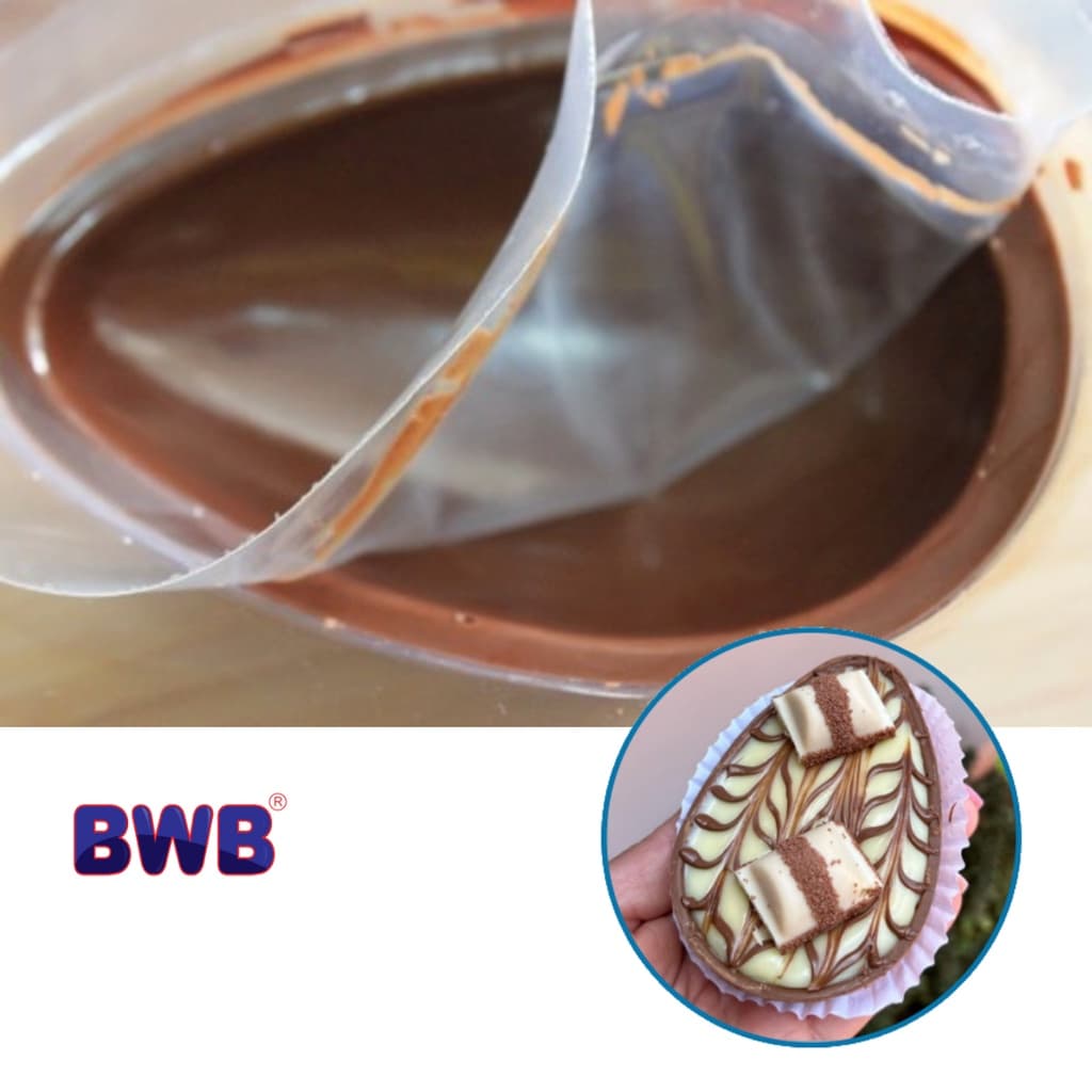 Forma com Silicone para Chocolate Semiprofissional - Ovo de Páscoa de 50/100/150/250/350/500/750g (3 Partes) suporte BWB