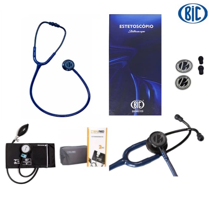 Estetoscópio Duplo Eternity III Profissional BIC + Esfigmomanômetro P.A.MED Varias Cores Completo