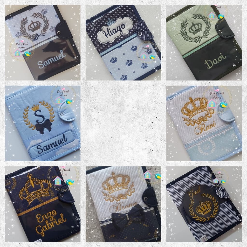 Capa porta caderneta de vacina Coroa Menino PatyWork