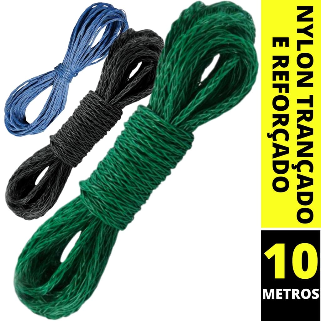 Corda Para Varal Resistente Reforçado 10 metros Nylon Trançado Varal de Roupas