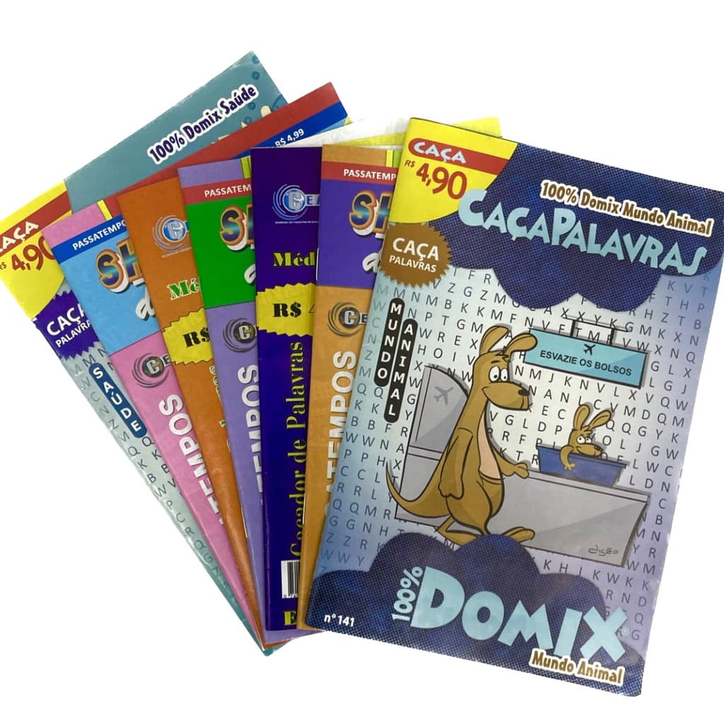 Kit 25 Passatempos Sortidos Caça Palavras Cripto Cruzadinhas