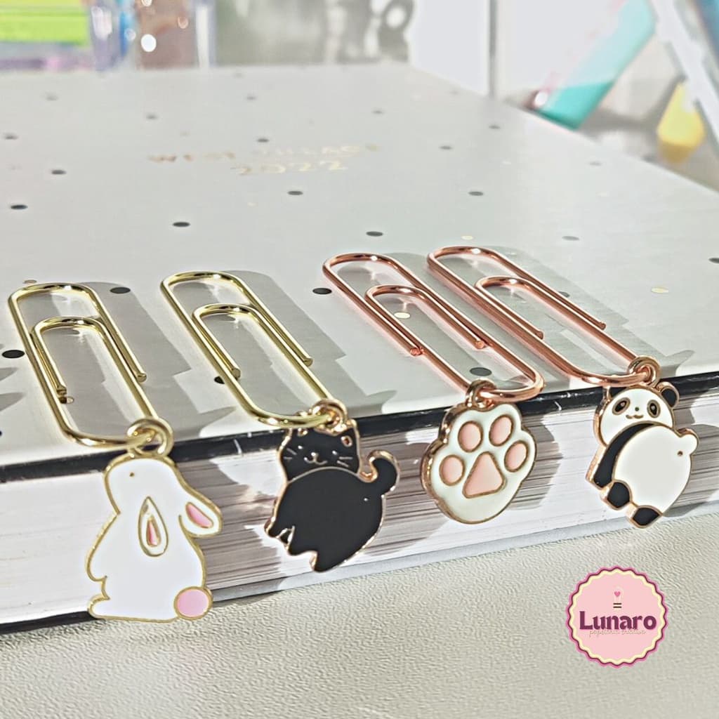 Clipes De Metal Enfeites Fofos Desenhos Animados Clip 5cm 5mm DOURADO ROSEGOLD - Kit 2 Un (1 par)