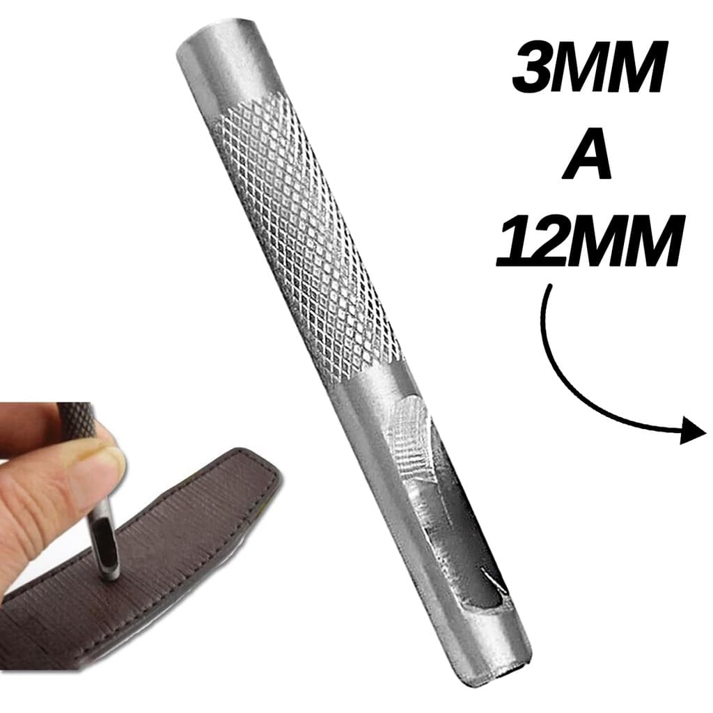 Vazador Furador Perfurador 3 a 12mm para Couro Eva Lonas Cinto Borracha Papelão - Starfer