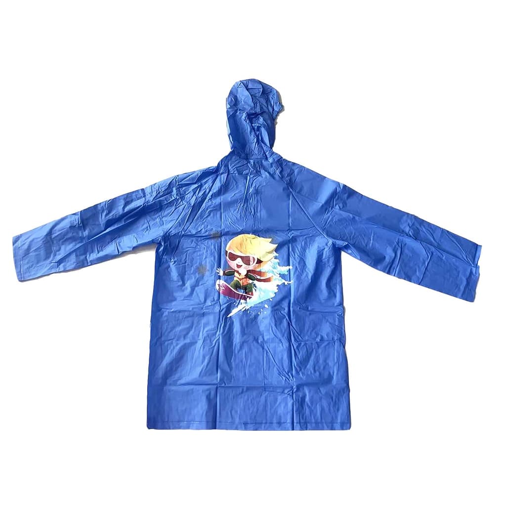Capa de chuva infantil com capuz e bolsos PVC