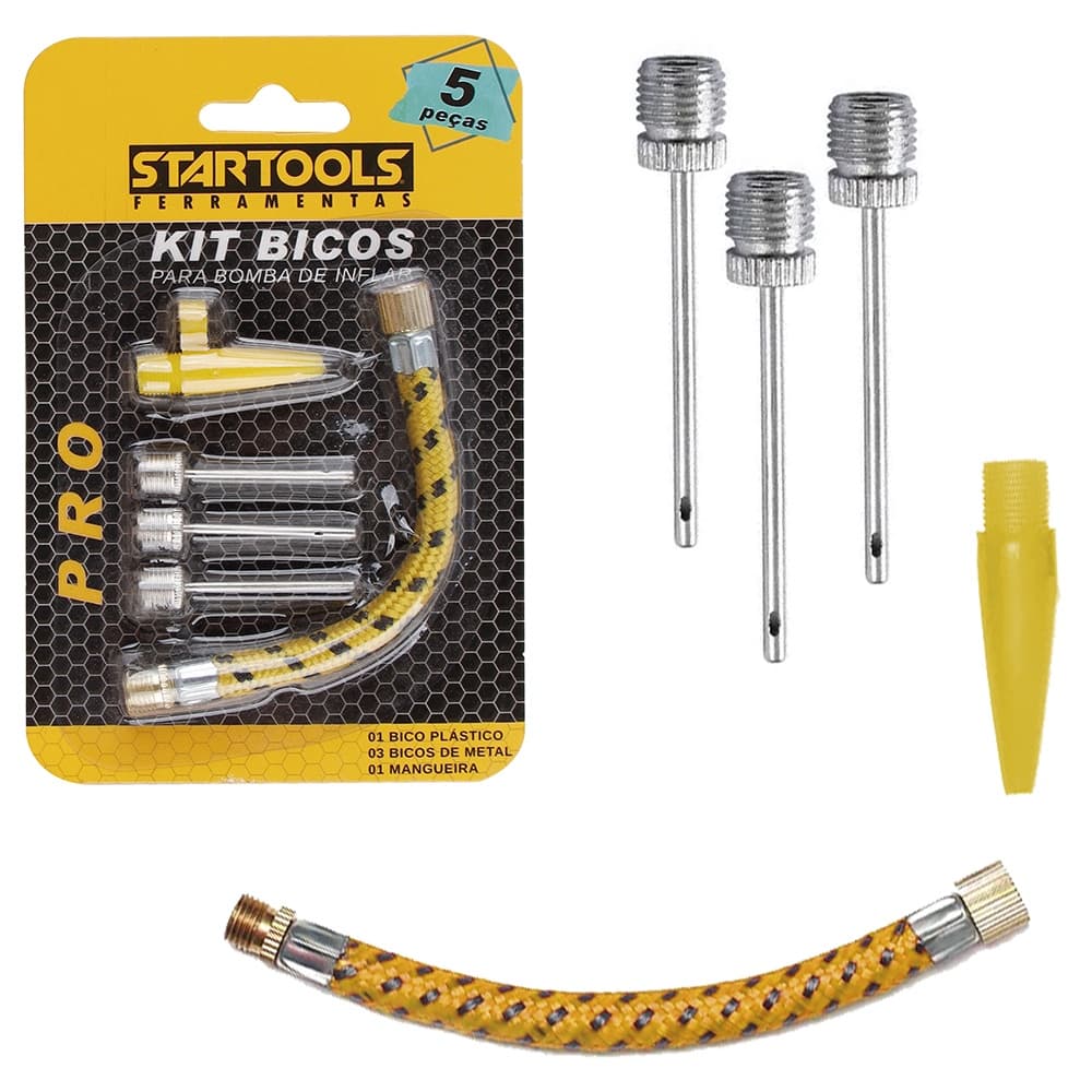 Kit Bico Para Encher Bolas Boia Agulha P/ Bola Rosqueável