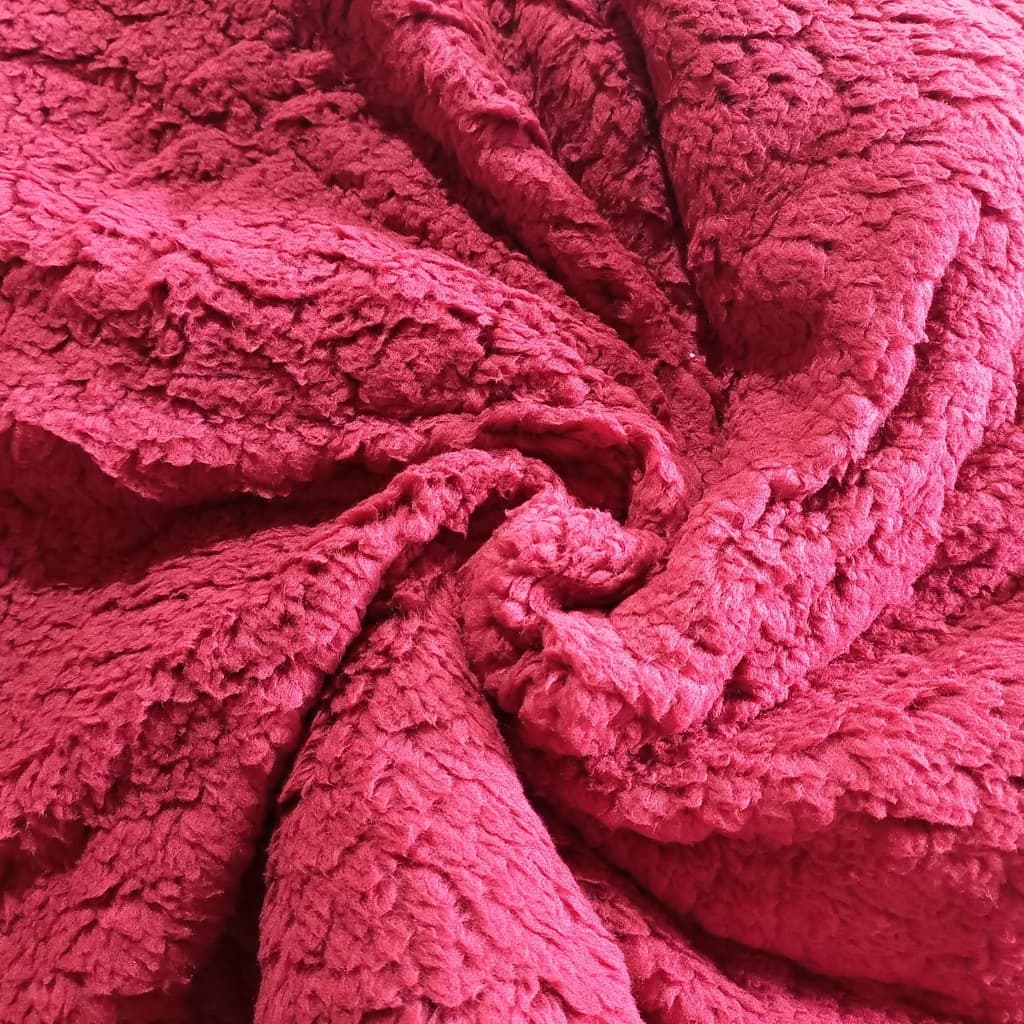 Tecido Sherpa (Carneirinho) Pelo Alto - Vermelho Escuro -  1,60 de Largura