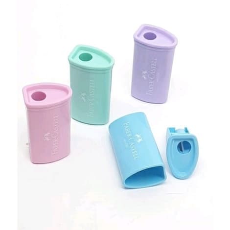 Apontador com Depósito Faber Castell Triangular Pastel