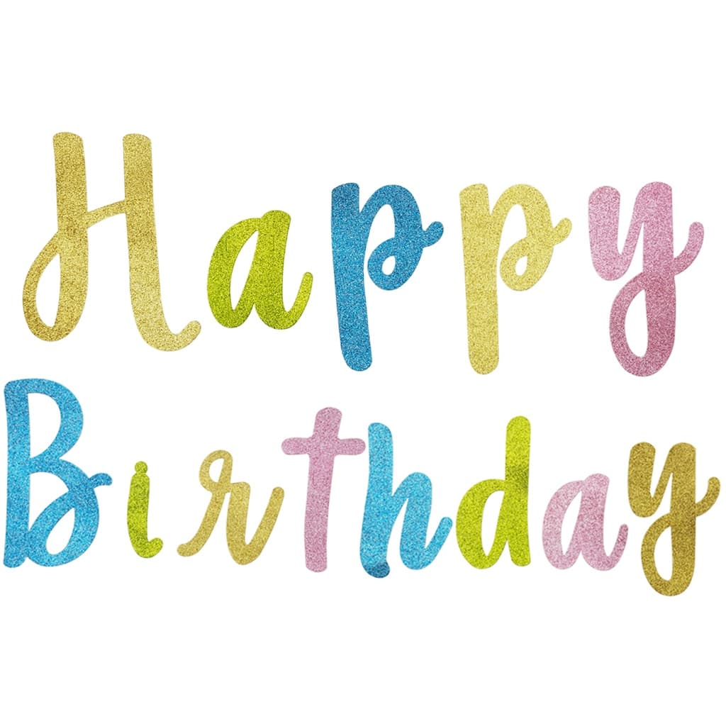 Faixa Decorativa Happy Birthday Colorida Glitter Festa 3m