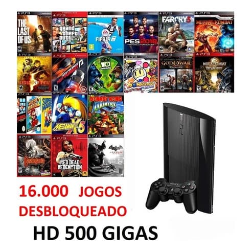 Playstation 3 DESBLOQUEADO + 2 CONTROLES + 500GB