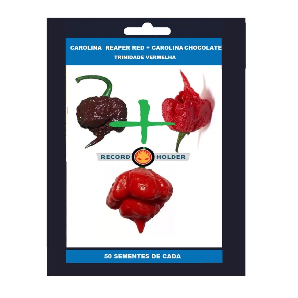 Sementes de Carolina Reaper Chocolate + Carolina vermelha  + Trinidade scorpions  50 de cada