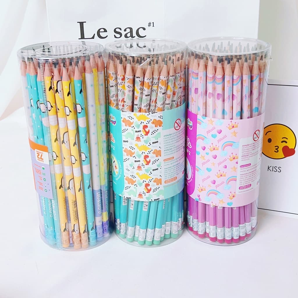 kit com 20 Lápis Borracha Preto Material Escolar varias modelo  Escola Lapis Escrever