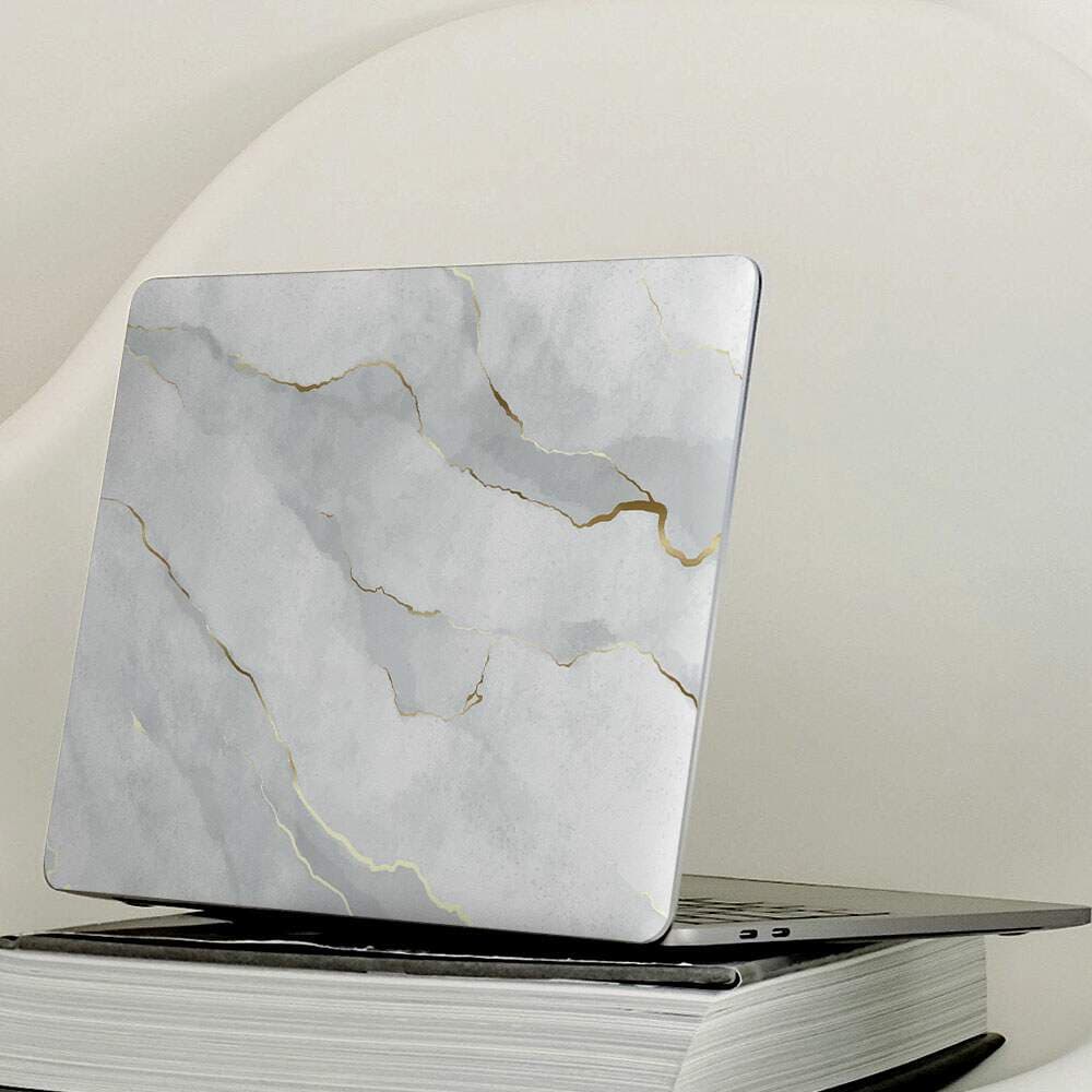 Adesivo Para Notebook Mármore Branco com Dourado