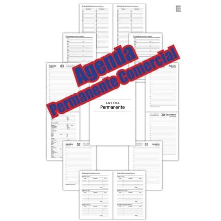 PACOTE COM 5 Miolo de Agenda Permanente Comercial - Refilado Para Espiral ou Wire-o - 13,5x20cm
