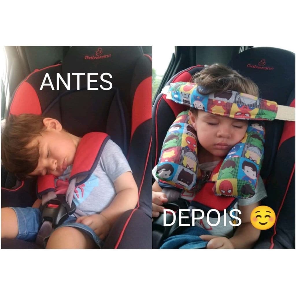 Kit protetor de pescoço viajem bebe conforto criança + Faixa testa segurança