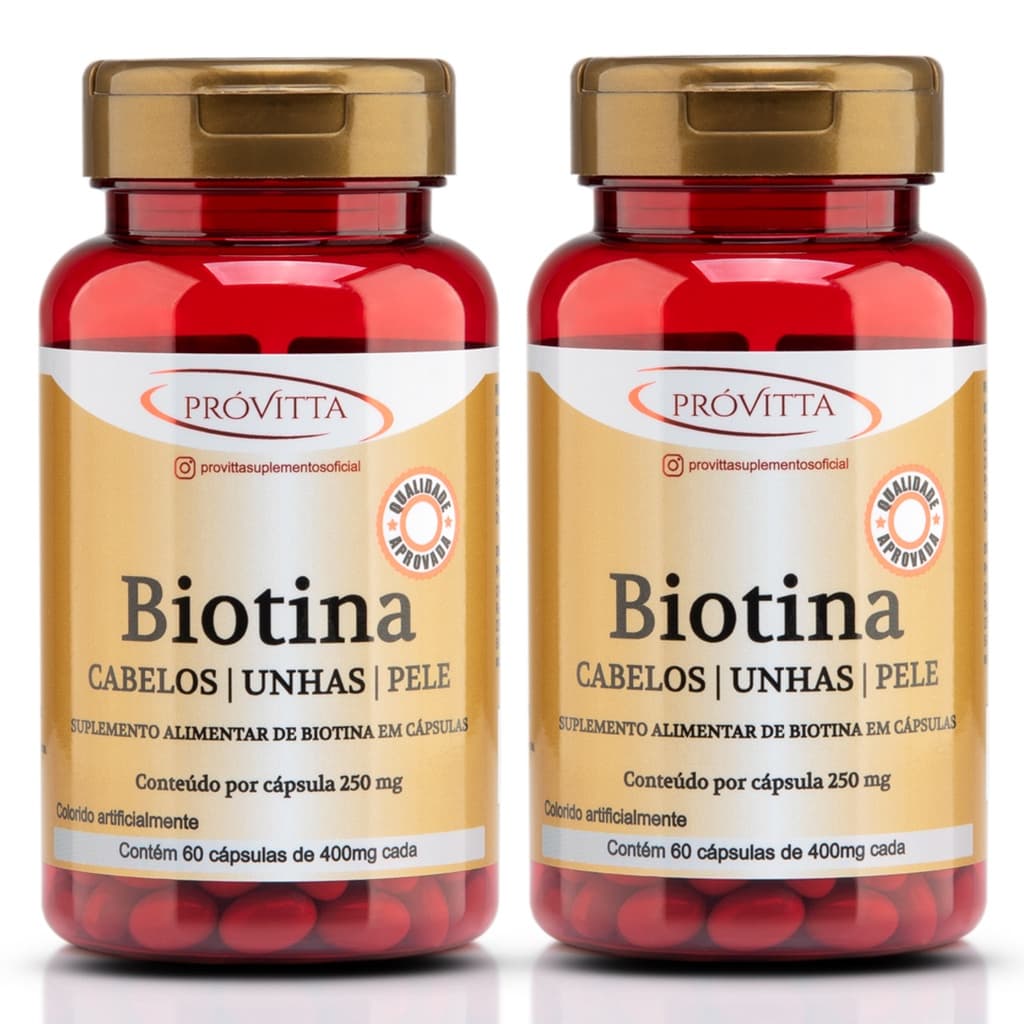 Kit 2 Biotina Firmeza Crescimento Cabelos Unhas Pele
