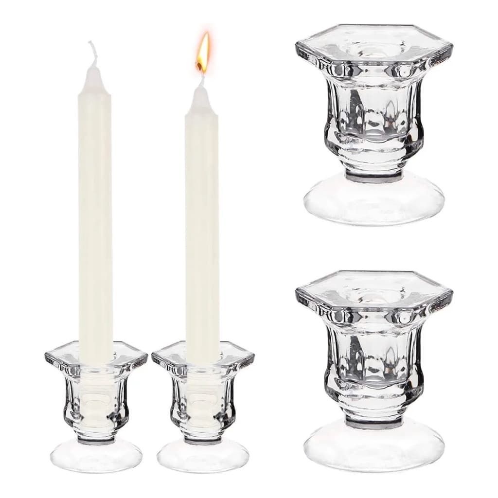 Kit 2 Castiçal De Vidro Porta Vela Enfeite Decoração Veneza