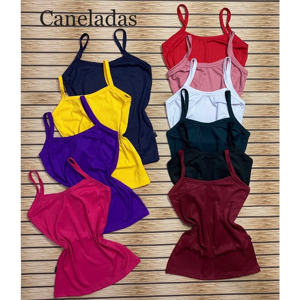 Kit 5 Blusa Regata Alcinha Em Malha Canelada