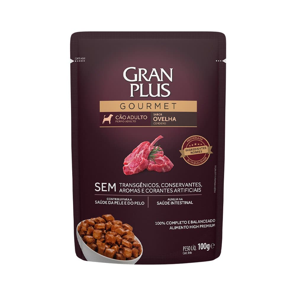 Ração Úmida Sachê GranPlus Gourmet Cães Adultos Ovelha 100g