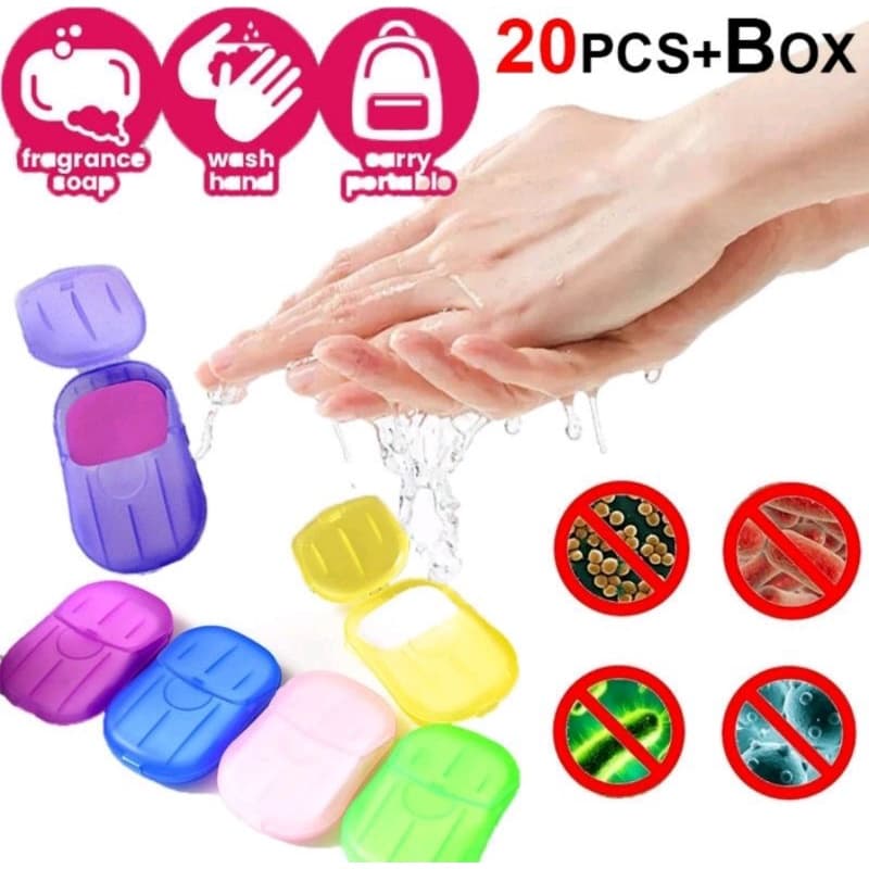 Kit com 3 ou 5 Sabonetes Portátil em Folhas Descartáveis para lavagem higiene das mãos