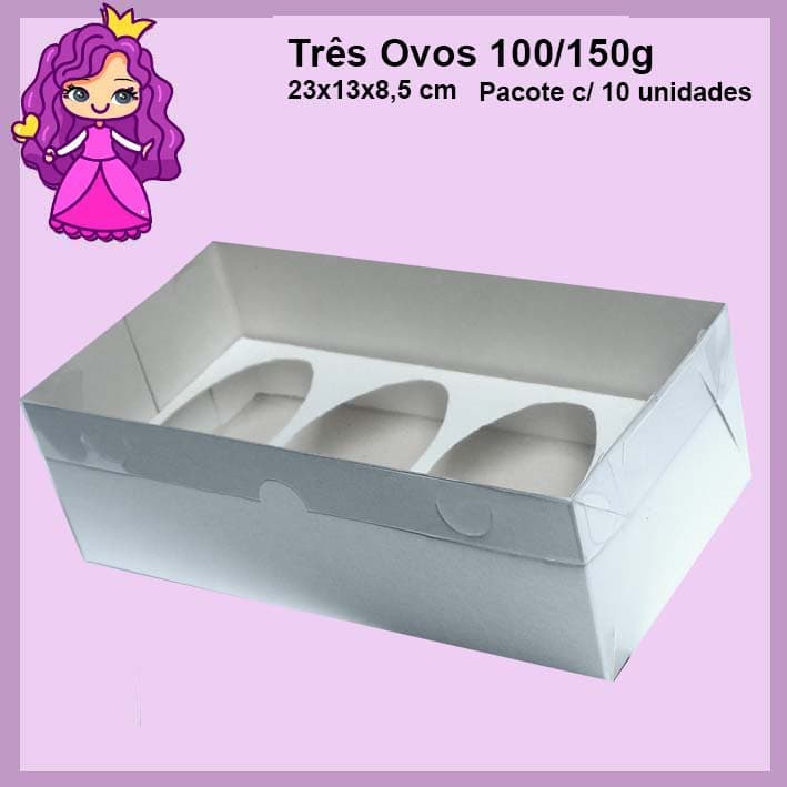 Embalagem Para Ovo de Colher Trio 100/150g em papel Branco ou Kraft - 25,5x16x7,5cm - Pacote com 10 unidades