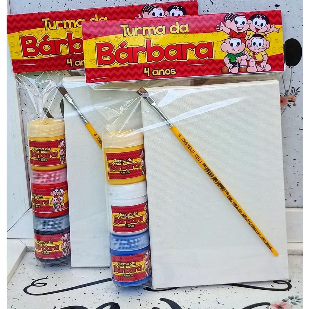 10 Kit tela de pintura personalizada turma da monica