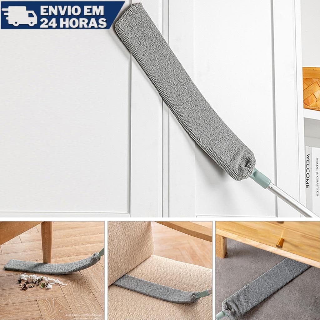 Espanador Extensivel Eletrostático Microfibra Flexível C/ Cabo de Encaixe Em Inox Aluminio 1,30m