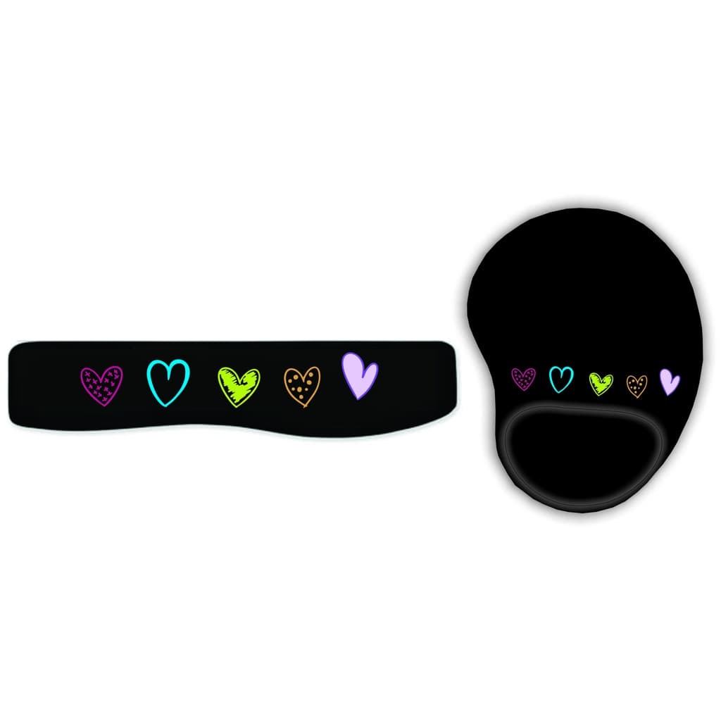 Kit mouse pad ergonômico + apoio de teclado Corações
