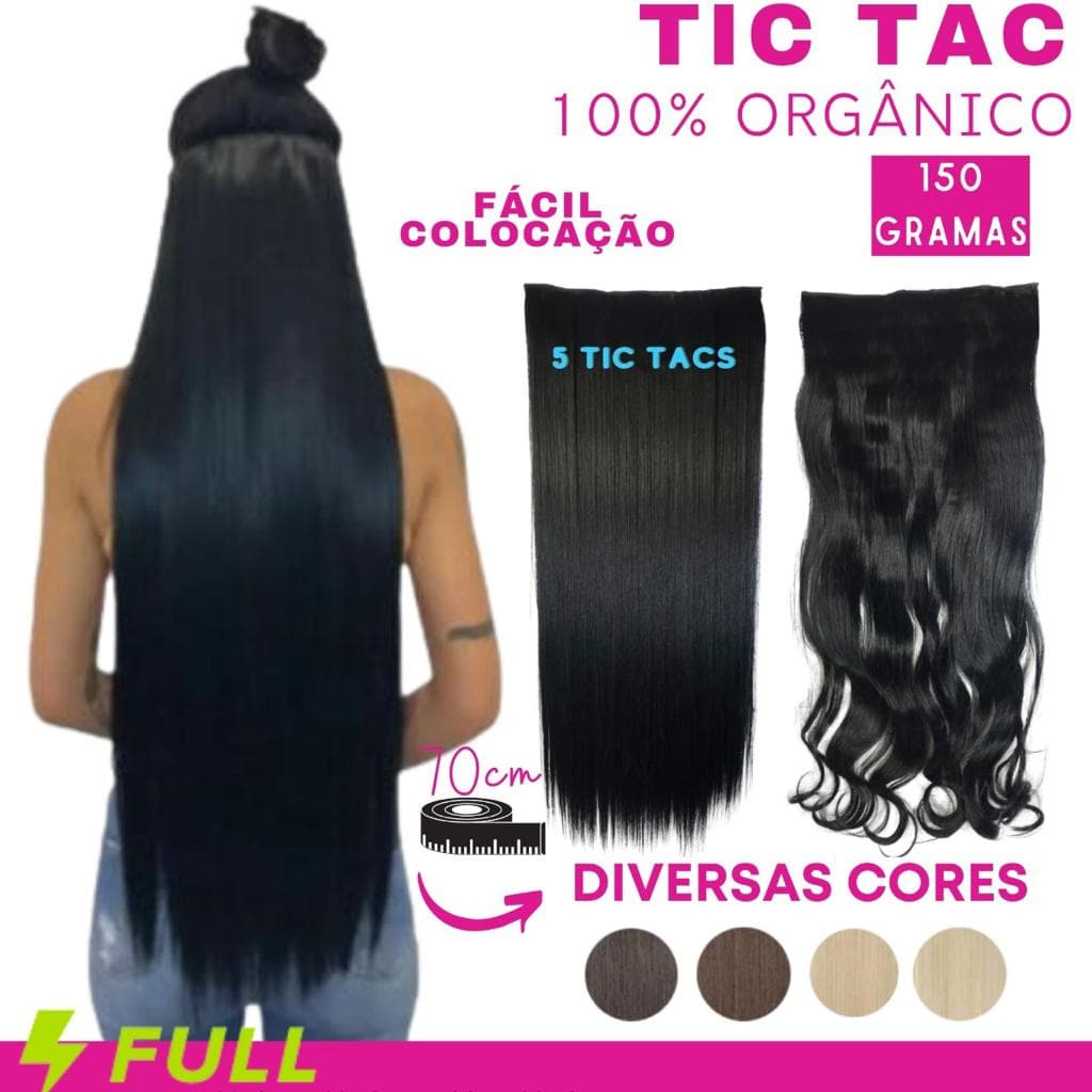 Cabelo Aplique Tic Tac Orgânico 70cm Idêntico Ao Humano 150g
