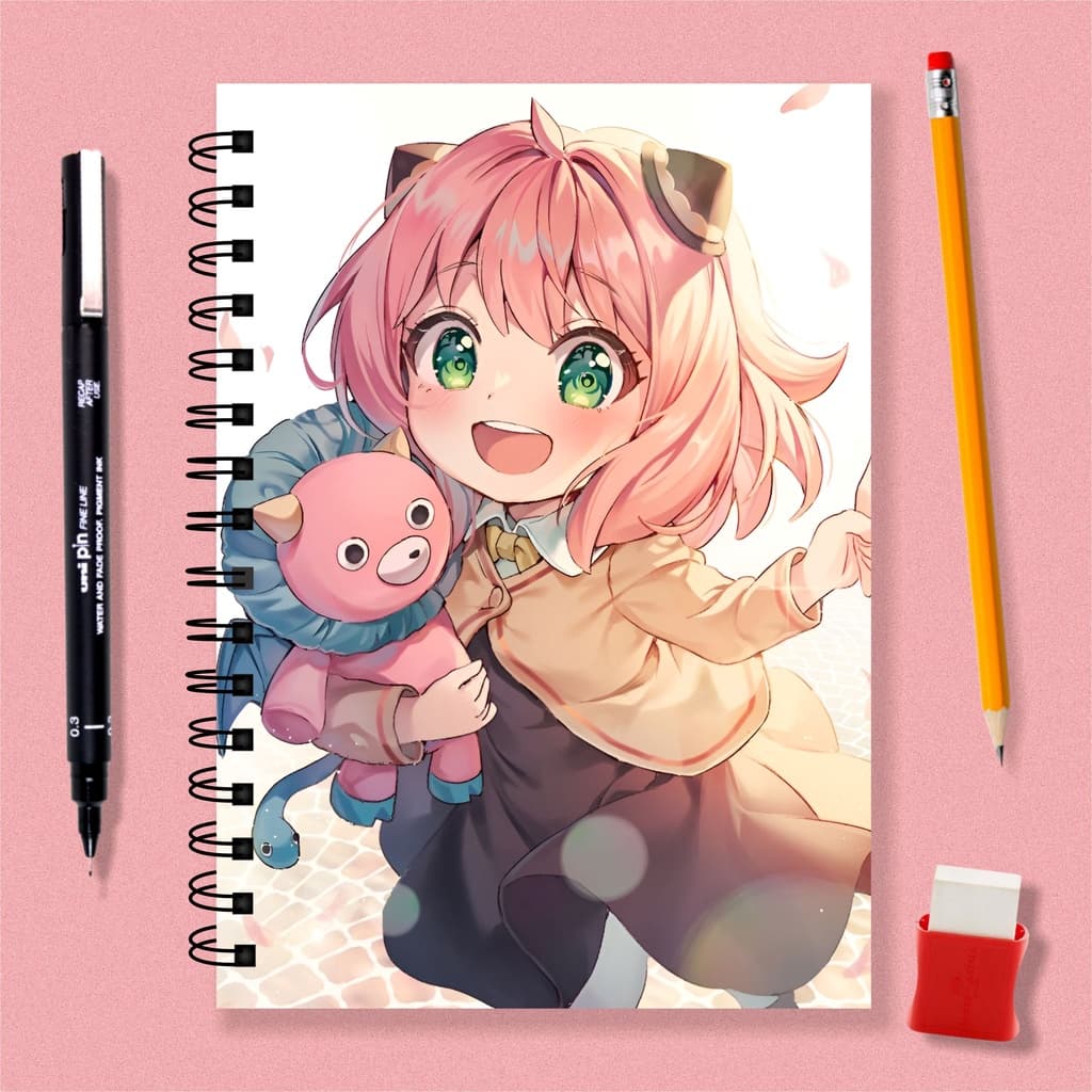 Sketchbook Caderno Desenho Anime Spy x Family Anya Forger 140 Págs 70 Folhas 180g ou 100 Págs 50 Folhas 240g