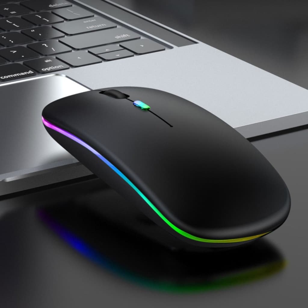 Mouse Sem Fio Optico Silencioso Ergonômico Recarregável Led RGB USB Wirelless 2.4ghz