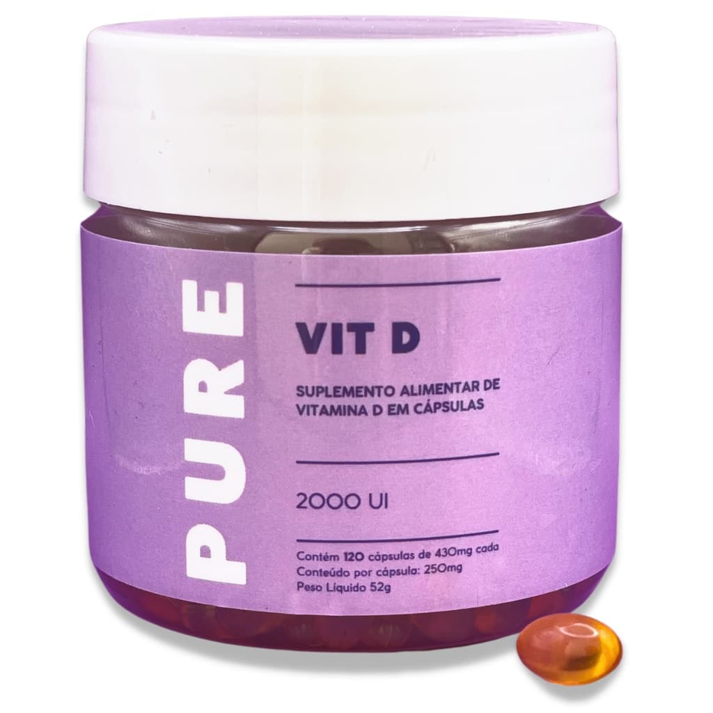 A Energia do Sol - Pure Vitamina D - Alta Absorção 120 cápsulas 2000UI