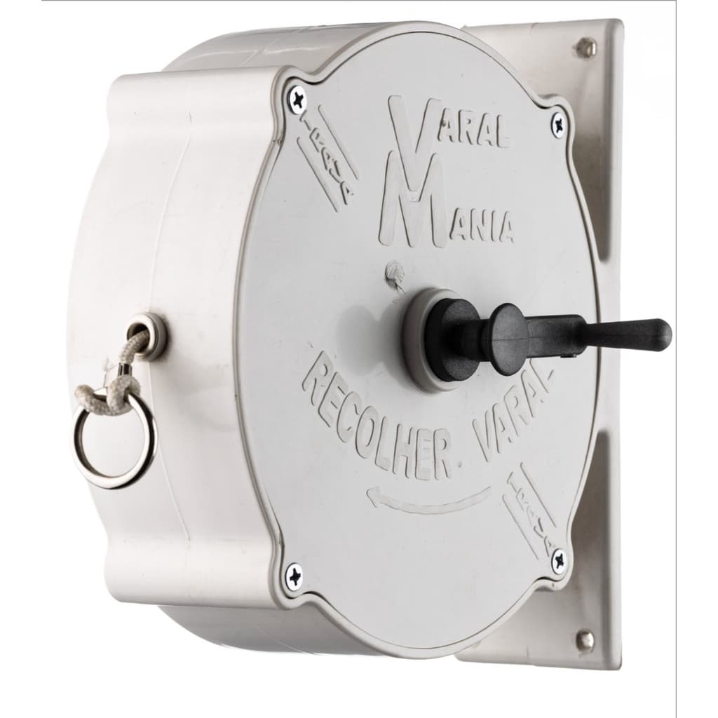 Varal Mania 30/15mts corda Recolhível Parede Apartamento Casa Branco Preto com Trava Prendedor Roupa