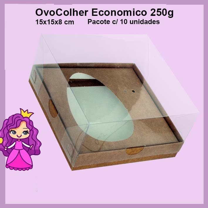 Embalagem para Ovo de Colher 250g Linha Econômica em papel Kraft  - 08x15x15cm - Pacote com 10 unidades