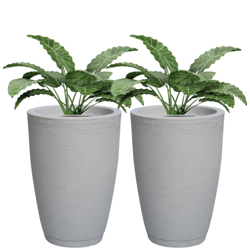 Kit 2 Vasos Polietileno Para Plantas Jardim Sala Casa Luxo Cone Bojo 1 Com Prato
