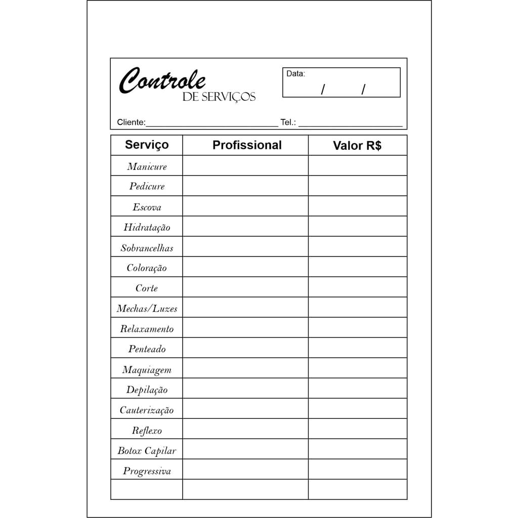 5 Blocos - Comanda Atendimento Para Salão De Beleza