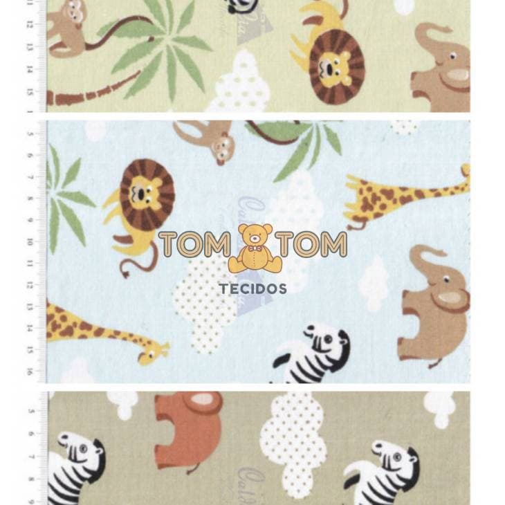 Estampado SAFARI, Tecidos Caldeira TRICOLINE 100% ALGODÃO 50cm x 1,50m