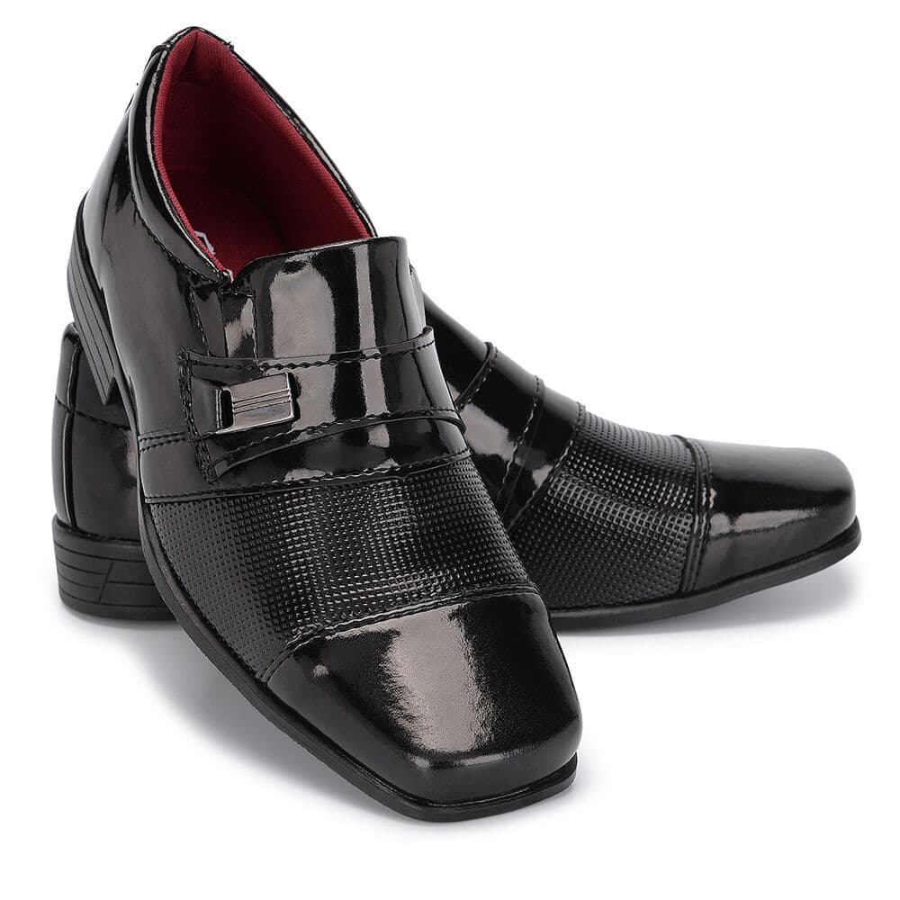 Sapato Social Infantil 444 Preto Masculino Confortável Bico quadrado Elegante