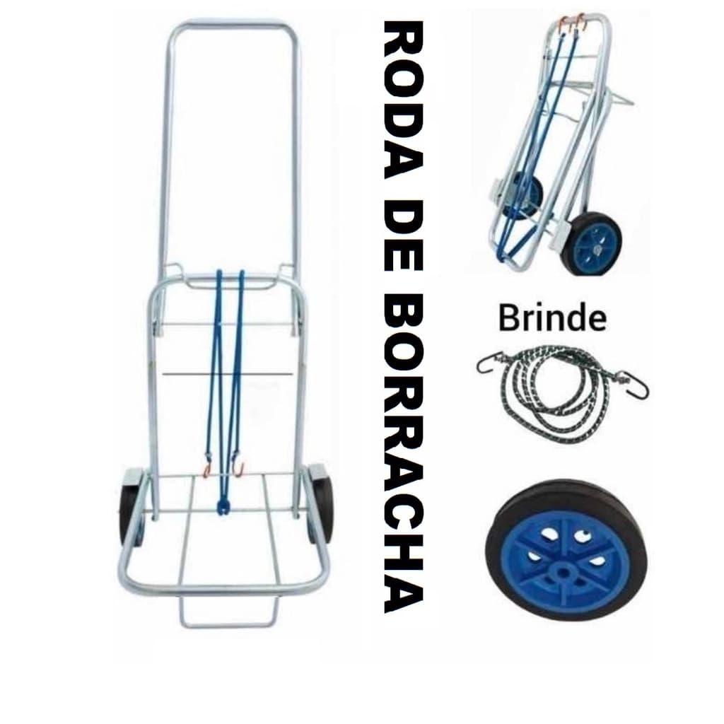 Carrinho de Carga Dobrável Portátil 100 kg Vendedor Ambulante Feira Malas Botijão de Cozinha Cooler - Elástico