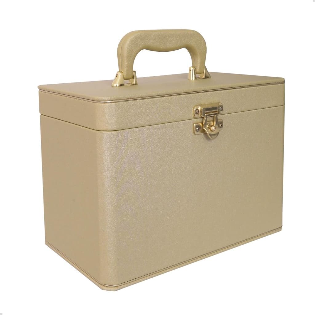 Maleta Box 240 fotos 15x21 com 4 Álbuns Fotográficos CETIM DOURADO Bodas de Ouro Casamento