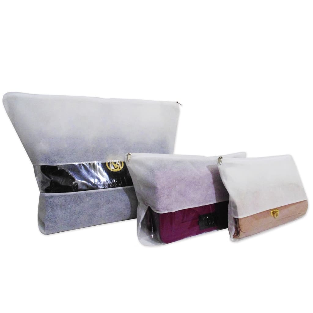 Kit Sacos Organizadores Para Bolsas Em Tnt Com Zíper E Visor – Tamanhos P M G