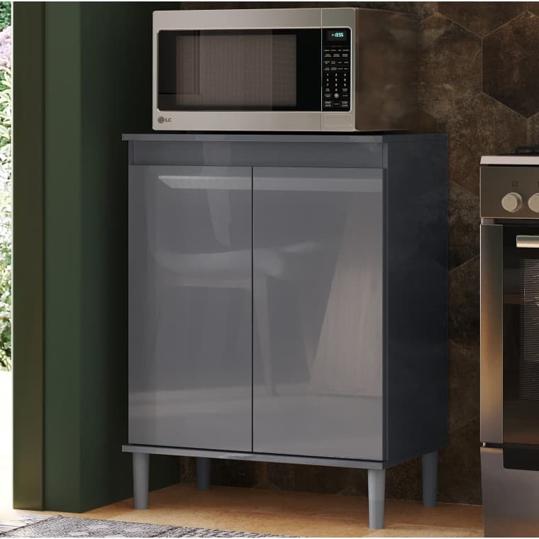 Gabinete Balcão 2 portas Organizador Cozinha Micro-ondas Duas Cores