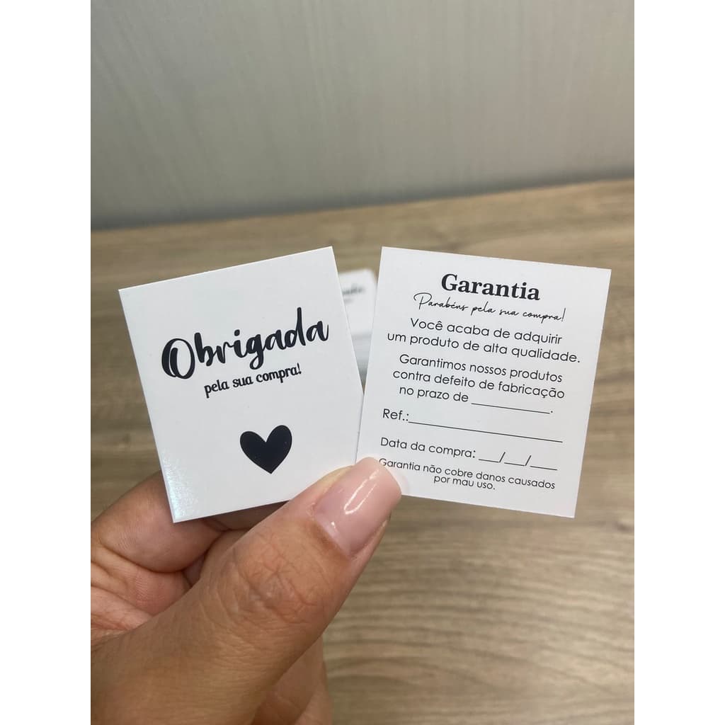 100 Cartões Certificado de garantia Pronta Entrega 4,5x5,0cm