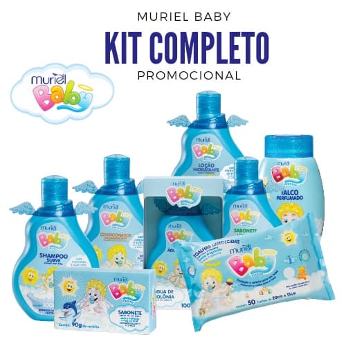 Kit Infantil Muriel Baby 100ml - Menino azul  promocional com 8 itens