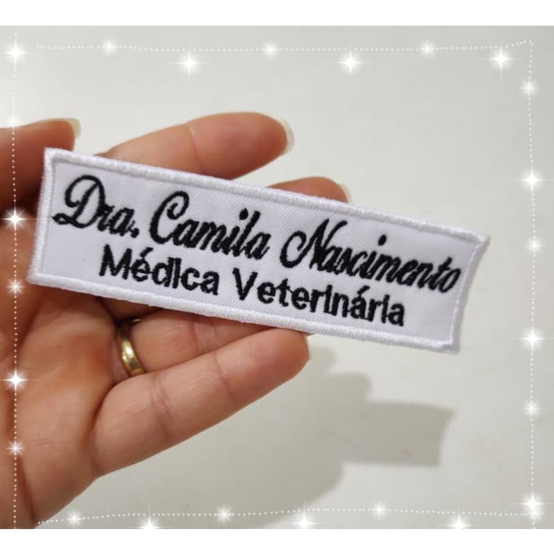 Patch Termocolante seu nome e Profissão 10 cm Bordado ( esse link não mandamos o logotipo, mandamos somente o nome)
