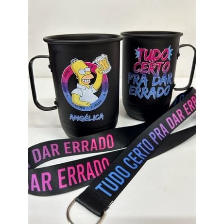 Caneca De Alumínio Personalizada De 500ml Com Tirante Personalizados Incluso
