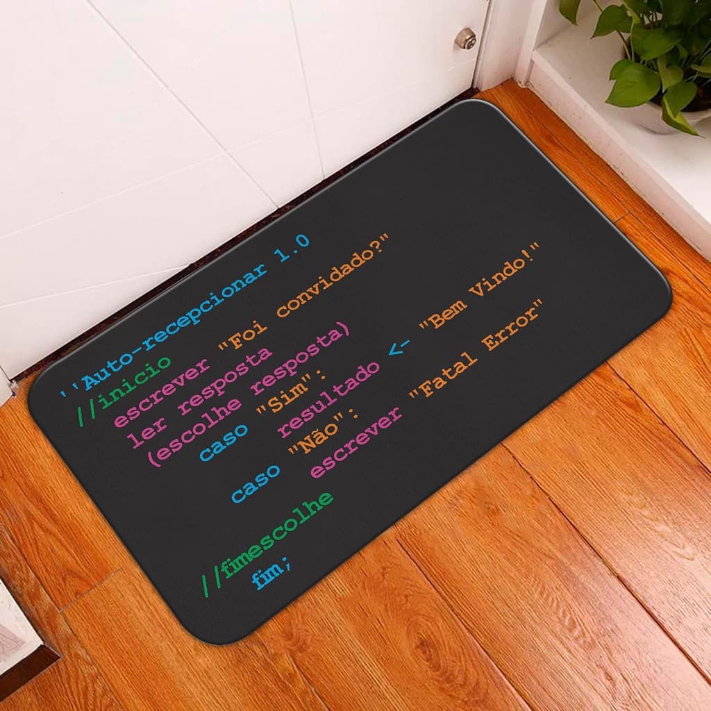 Tapete Porta Capacho 35X60 para Decoração - DEV PROGRAMADOR BEM-VINDO-Antiderrapante,Emborrachado