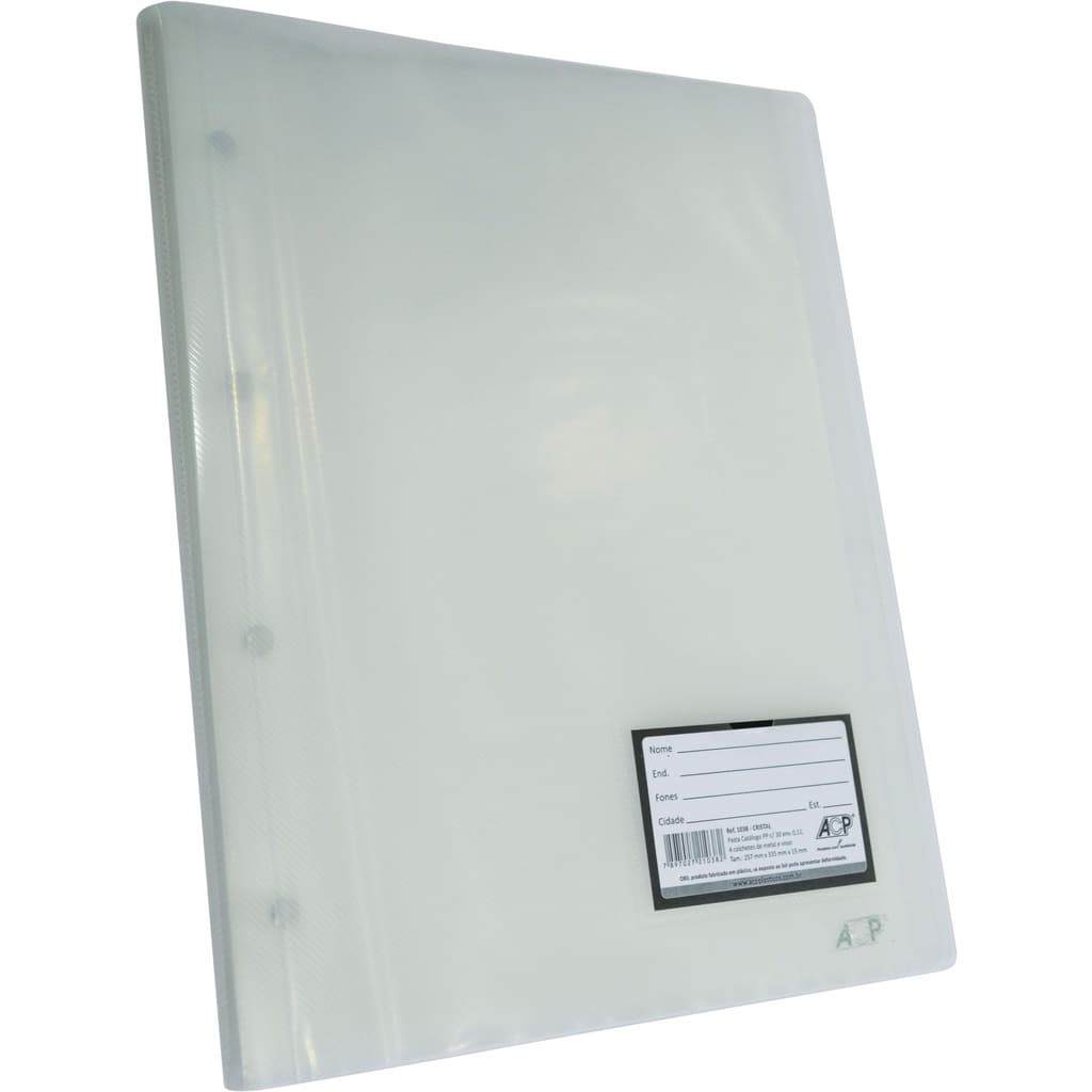 Pasta Catálogo em PP transparente c/10 envelopes e colchetes