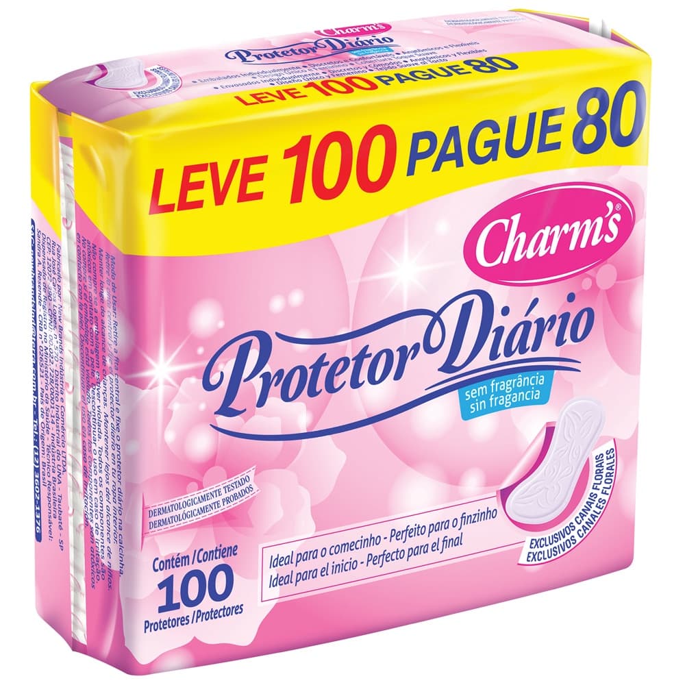 Protetor Diário uso Feminino com gel super absorvente - Charms