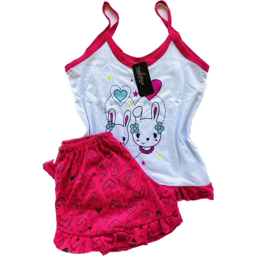 Short Doll Malha Infantil  Baby Doll Menina Pijama Roupa de Dormir