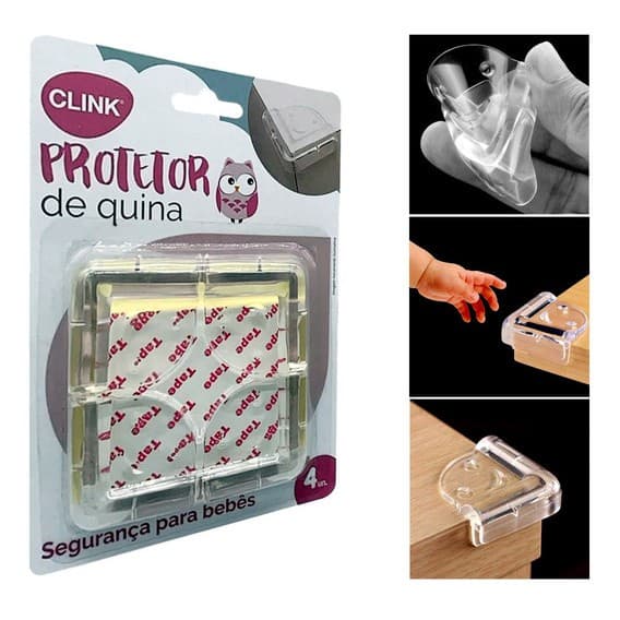 Protetor Quina de Mesa 4un em Silicone com Adesivo CLINK
